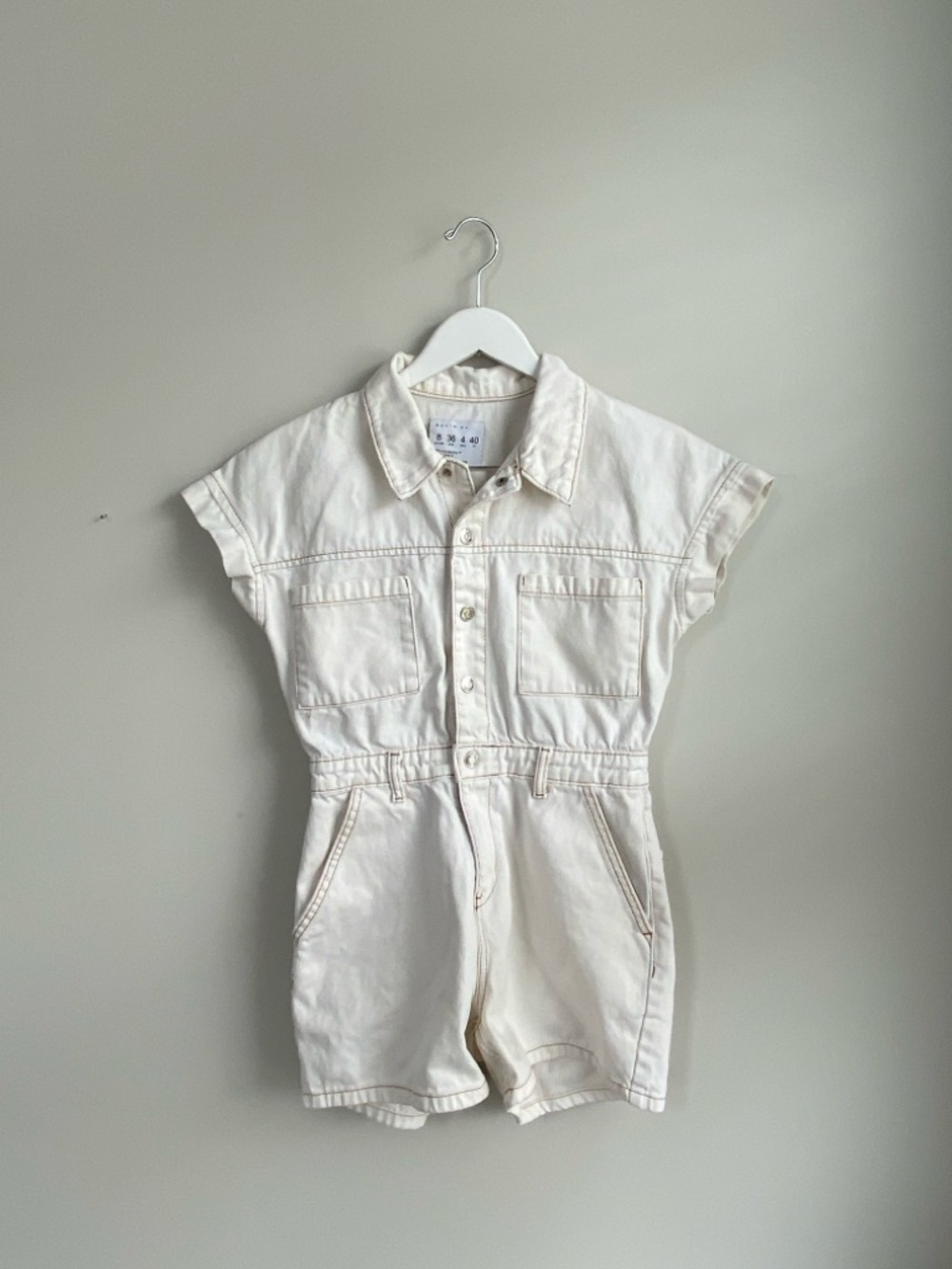 Primark Cream Short Sleeve Denim Romper
